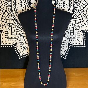 Vintage Colorful Beaded Necklace 54”